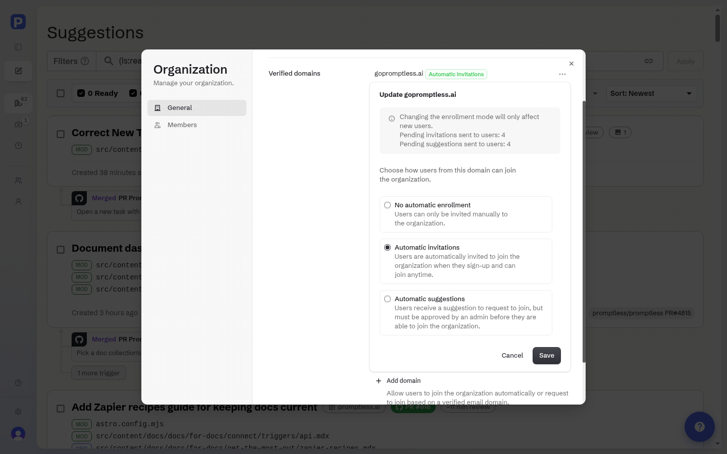 Enrollment mode selection